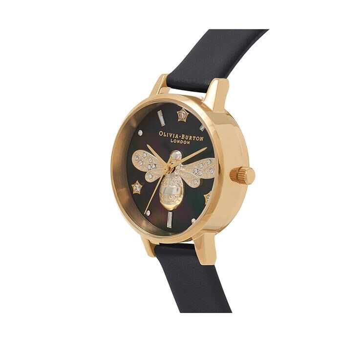 Olivia Burton Sparkle Bee Leather Black Watch - Image 2