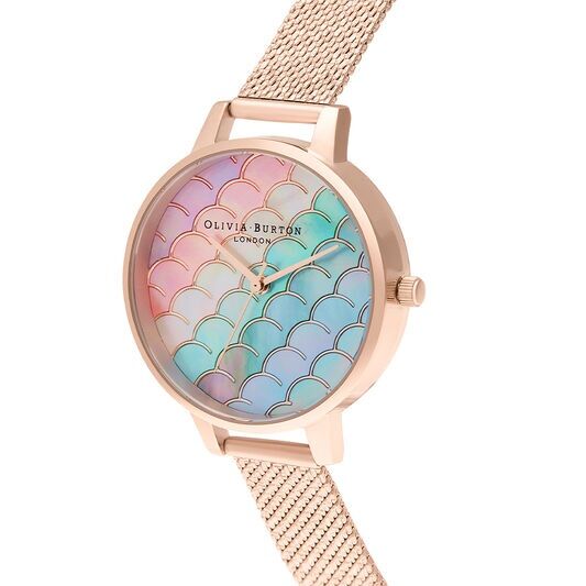 Olivia Burton Under The Sea Mermaid Tail, RG Boucle Mesh Watch - Image 2