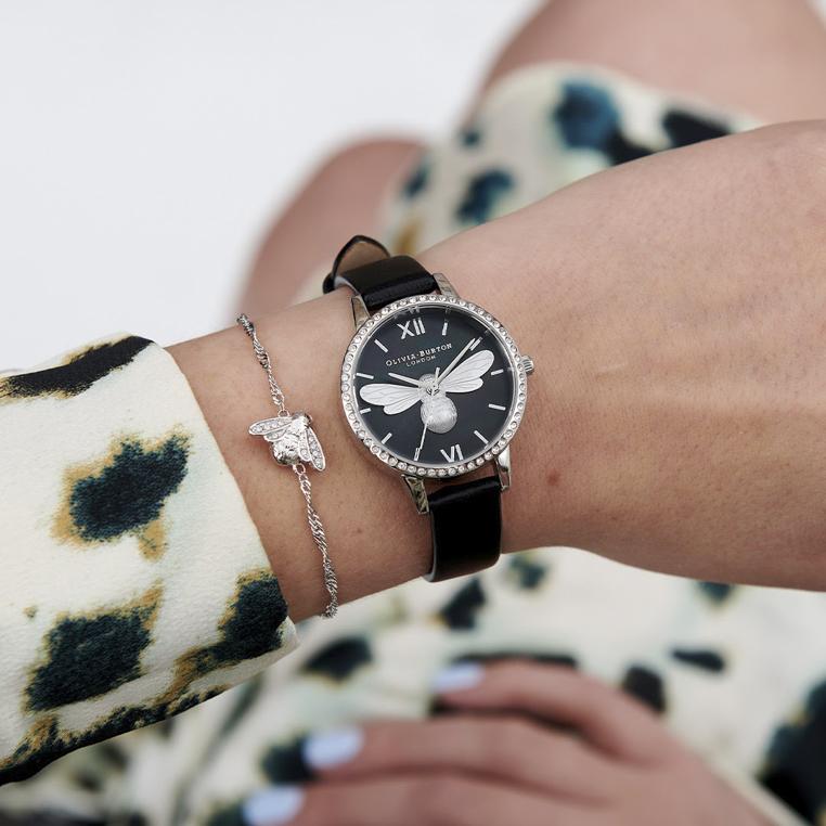 Olivia Burton Lucky Bee Black Mother Of Pearl & Bee Women's Watch (OB16BB13) - Image 3