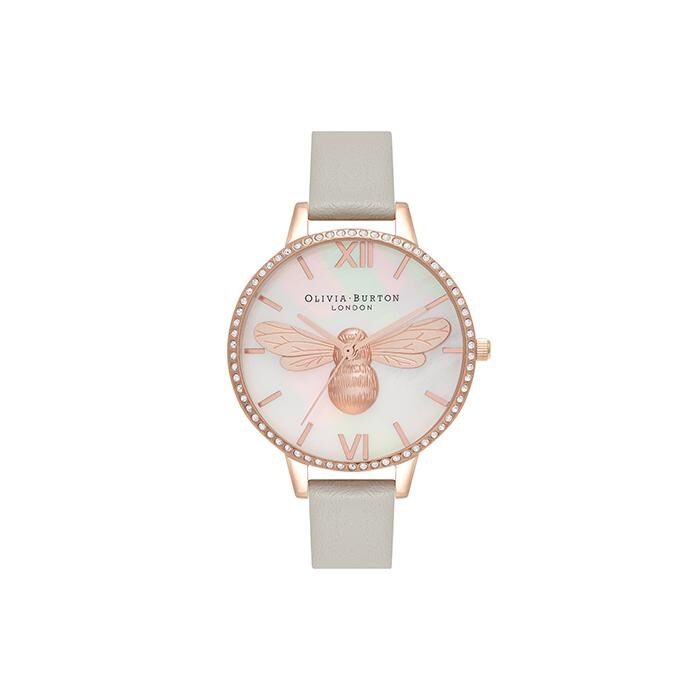 Olivia Burton OB Lucky Bee Leather Grey Watch