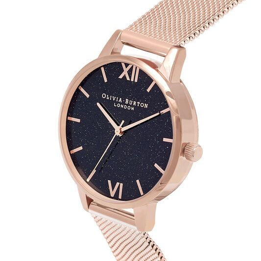 Olivia Burton Glitter Dial Mesh Rose Gold Watch - Image 2