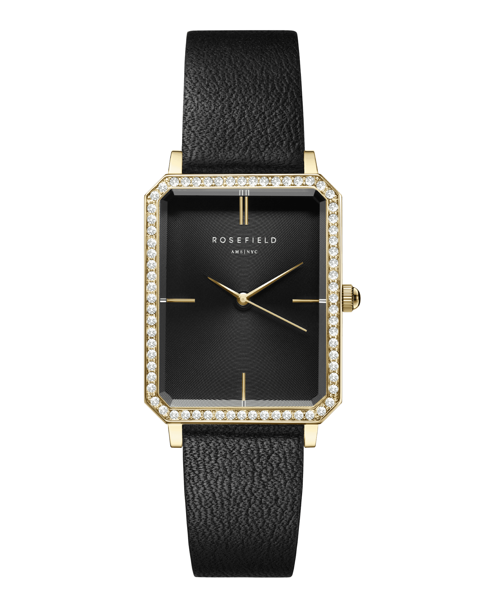 The Octagon Black Sunray Black Leather Crystal Gold