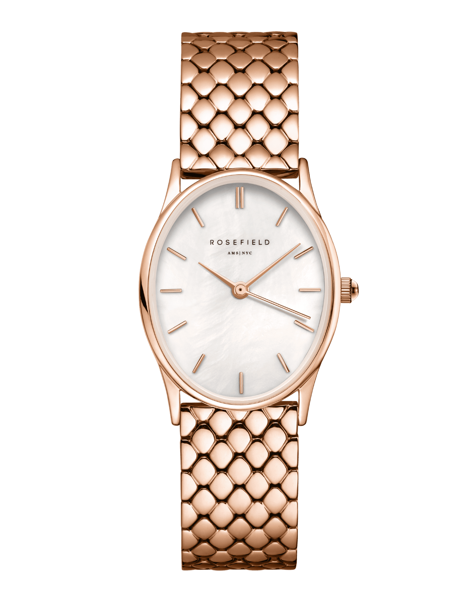 The Oval White MOP Steel Rose Gold