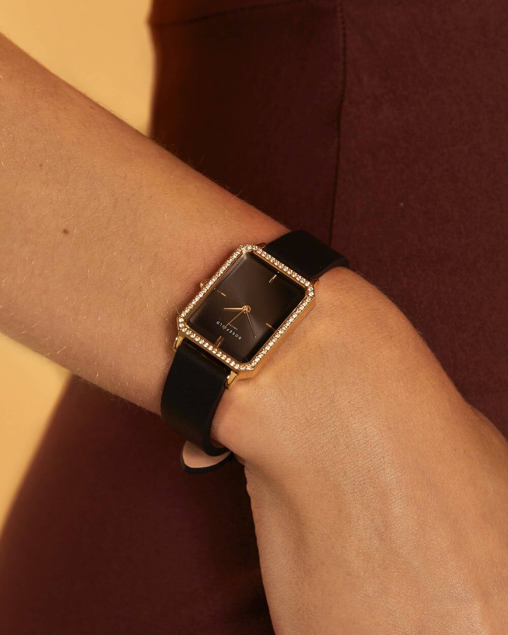 The Octagon Black Sunray Black Leather Crystal Gold - Image 2