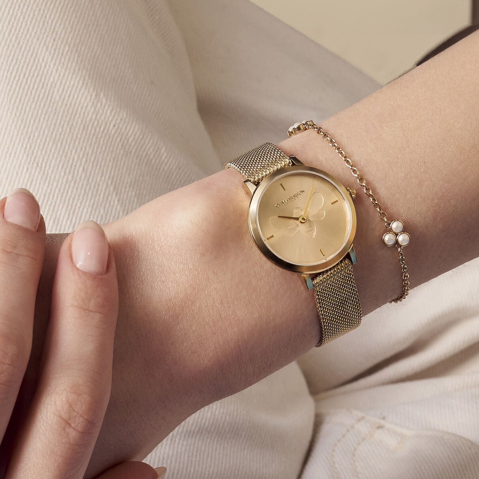 Olivia Burton Bee Ultra Slim Mesh Women's Watch - Image 3